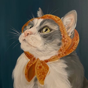 Impression de chat babouchka, chat babouchka, babouchka, écharpe, art de chat, cadeau chat, cadeau chat, cadeau pour amoureux des chats, cadeau pour propriétaire de chat, impression chat, chat,