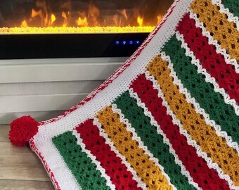 Very Merry Afghan crochet pattern for beginner levels easy stitch Christmas holiday gift