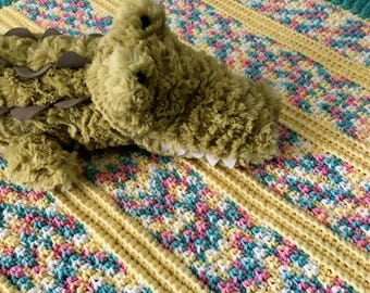 Crochet Pattern EASY | Pixie Stripe Baby Blanket to make for baby and nursery