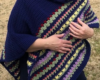 Easy Meadow Poncho Crochet Pattern for women | Advanced Beginner Crochet Level | Fair Isle