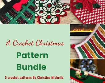 Christmas Crochet Pattern Bundle | 5 DIY projects from the byChristinaMichelle collections | creative gifts for your home