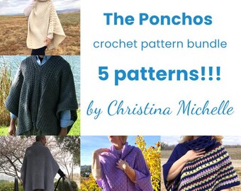 Crochet Pattern Bundle of Five Ponchos
