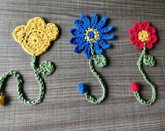 Pressed Flowers Crochet Book Markers | PDF Pattern for 3 Flower Book Markers| Easy Beginner Friendly Project