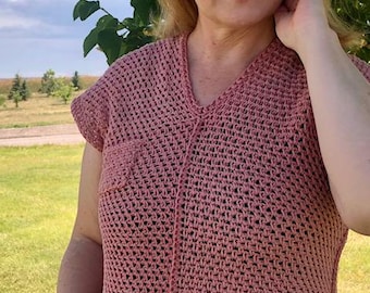 Summer Weave Top Crochet Pattern for Women sizes S/M/L