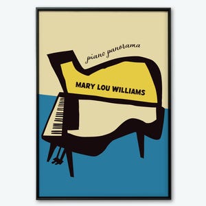 Midcentury modern wall art. Jazz Woman Musician Gift. Printable and Downloadable Poster.