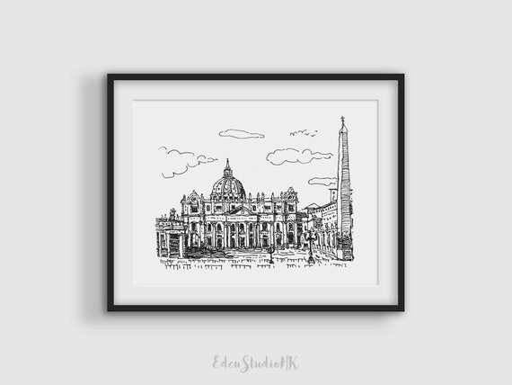 St Peter Square Vatican City, Hand-drawn Vector Outline Sketch Royalty Free  SVG, Cliparts, Vectors, And Stock Illustration. Image 72631655.