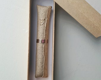 Mezuzah, Ceramic mezuzah case with scroll, unique and special gifts for a Jewish wedding and for a Jewish housewarming, Handmade Judaica art
