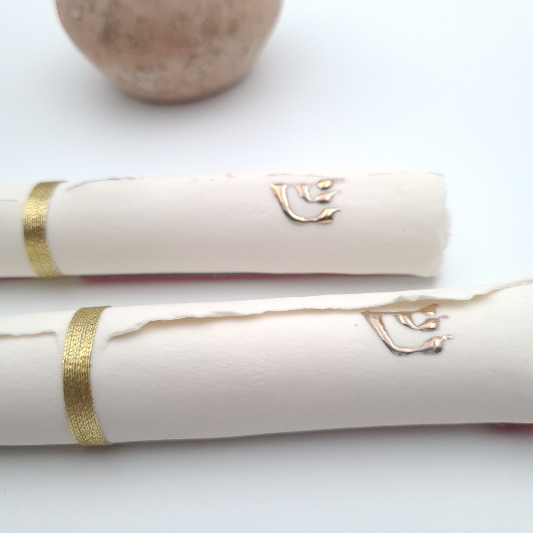 Mezuzah, Set of 2 Ceramic Mezuzahs Case With Scroll, Unique and Special