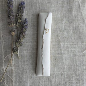 Handmade Porcelain Mezuzah with 14k Gold – Jewish Home Blessing from Israel, Judaica Gift for Wedding or Housewarming