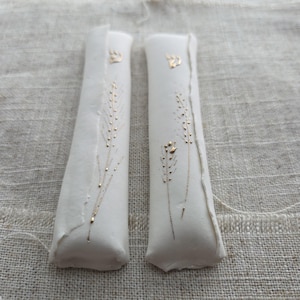 Set of Two Handmade Mezuzahs – Porcelain & 14K Gold, Israeli Judaica Gift