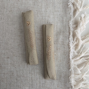 Set of Two Handmade Ceramic Mezuzah Cases with 14K Gold Details from Galilee, Israel, Unique Jewish Art, Perfect Wedding & Housewarming Gift