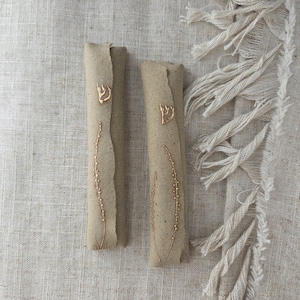 Set of Two Handmade Ceramic Mezuzah Cases with 14K Gold Details from Galilee, Israel, Unique Jewish Art, Perfect Wedding & Housewarming Gift