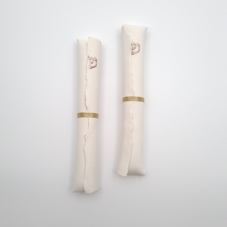 Mezuzah, Set of 2 Ceramic Mezuzahs Case With Scroll, Unique and Special