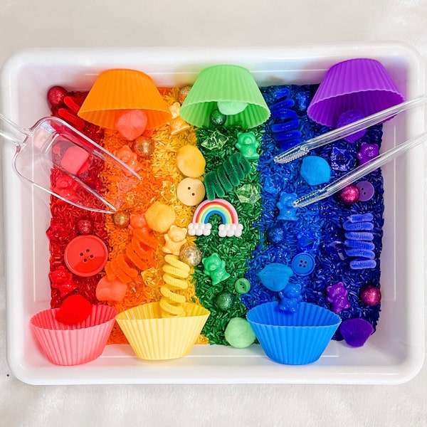 Rainbow Theme Sensory Rice Kit | Sensory Bin | Montessori | Gifts for Kids | Handmade | Gift for girls | Gift for boys