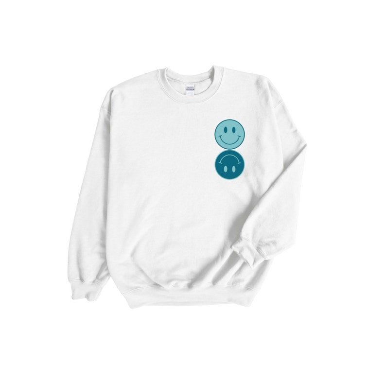 White smiley face sweatshirt Clearance