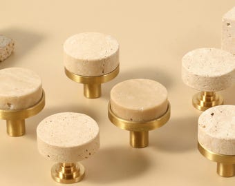 Nature travertine drawer knob, natural round stone Cabinet dresser knobs , minimalism Cupboard Wardrobe Custom engraved knobs pull 30mm knob
