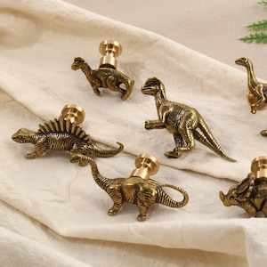 Solid brass dinosaur Knobs Pulls Dresser Knob Pull Handles Custom engraved Drawer Knob closet Cabinet Knob triceratops children's room Knob