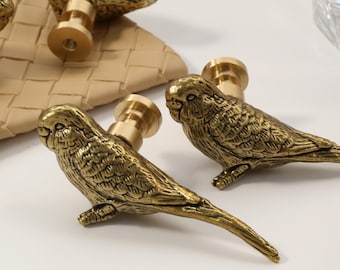 Parrot solid brass drawer Knobs Dresser Knob animals Pull Handle birds Drawer Knob Pull custom engraved Cabinet Knob antique Kitchen Knob