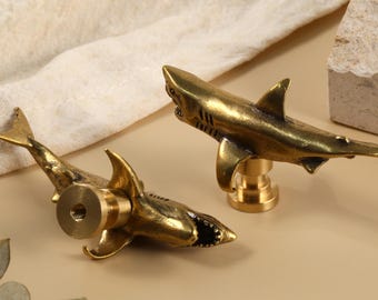 Brass Sharks Knobs Pulls Dresser Knob Pull Handles animals Drawer Knob Pull closet Cabinet Knob gold Kitchen Knob Pull Custom engraved knob