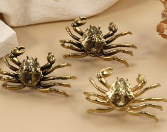 Perillas de cajón de latón con forma de cangrejo, perillas únicas y lindas de latón para gabinetes con forma de océano, manijas para perillas de muebles, perillas de tocador antiguas, perillas de cocina grabadas a medida