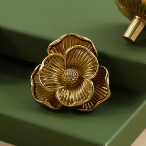 Brass elegant flower drawer Knobs gold Dresser Knob unique Pull Handles decorative  Cabinet Knob cupboard Knob Pull