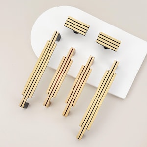 Nordic antique Brass Cabinet Handle Art deco Cabinet drawer pull knobs Solid Brass Door Handles Gold Dresser Pulls Black Bronze Square knob