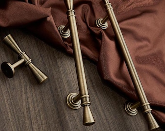 Tiradores de latón antiguo para gabinetes, cajones, puertas de armarios, tocadores, cocinas, herrajes para manijas, manijas ligeras de lujo.