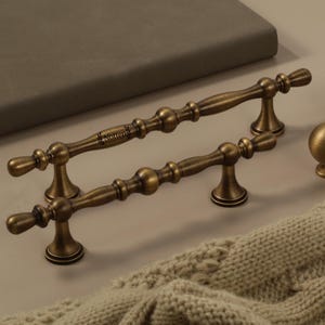 Antique brass drawer handle/vintage brass cabinet handle/brass cabinet hardware handle/Art Nouveau solid brass drawer Custom engraved handle