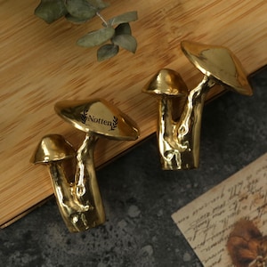 Brass Mushroom  Knobs Pulls Dresser Knob Pull Handles flower Drawer Knob Pull  closet Cabinet Knob Custom engraved gold Kitchen Knob Pull