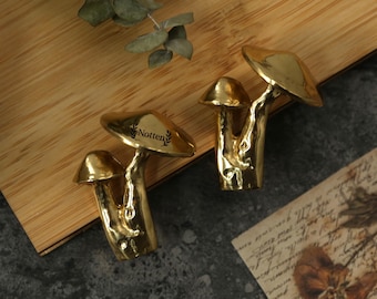 Brass Mushroom  Knobs Pulls Dresser Knob Pull Handles flower Drawer Knob Pull  closet Cabinet Knob Custom engraved gold Kitchen Knob Pull