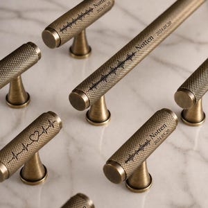 Custom engraved Solid antique Brass Cabinet Handles Pulls, gold brass Drawer pull handle Dresser knob pull, Wardrobe Hardwares Pulls Handles