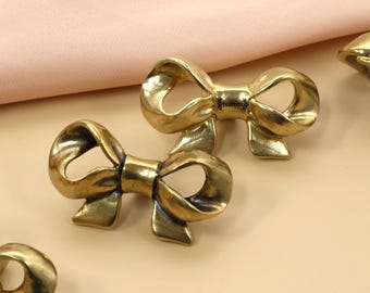 Modern Brass Bow Knobs Pulls Dresser Knob Pull Handles bow tie Drawer Knob Custom engraved Pull closet Cabinet Knob gold Kitchen Knob Pull