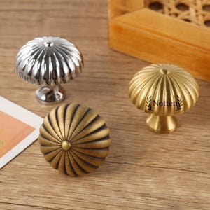 Gold Brass mushroom Cabinet handle pull,Vintage drawer pull handles,Gold dresser knobs, wardrobe pull knobs, Custom engraved cupboard handle