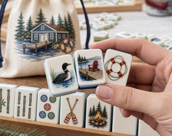 Lake house mahjong camp  American Mahjong Set,hydrangea Floral Mahjong Tiles, Four Layer Edge,Luxury Game Night Gift,Mahjong Lover Gift