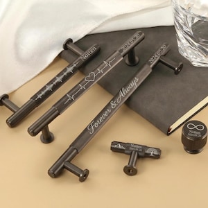 Maniglie per mobili nere personalizzate con incisione, maniglie per cassetti in ottone dorato, pomelli per comò, accessori per armadi.