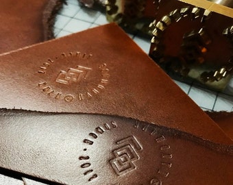 Custom Embosser Leather Stamp With Handle , custom brass Stamp for leather hammer press with Handle gift for leather craftsman, gift for dad