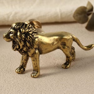 Lejon mässing lådknoppar byråknopp safaridjur handtag hanlejon lådknopp dekorativ skåpknopp antik köksknopp