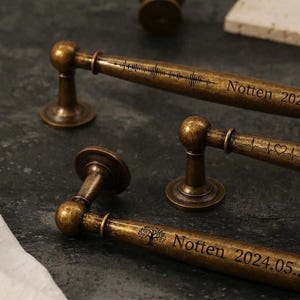 Custom engraved Solid Brass Drawer Knobs pulls/Brass cupboard cabinet Knobs handles/brass cabinet hardware Knob/aged kitchen handles pulls image 4