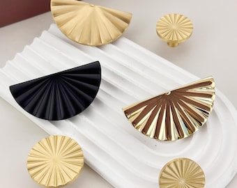 Massiver Messing-Sonnenschrank-Schubladengriff, halbrunde Küchenknäufe, halbrunde Schubladenknäufe, moderne Fan-Schrankgriffe