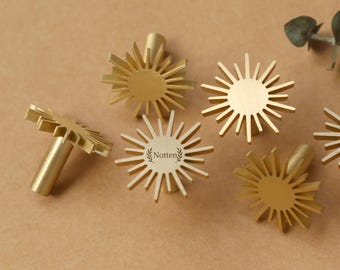 Solid brass sun Knobs Pulls Dresser Knob Pull Handles sun rising Drawer Knob Pull Custom engraved closet Cabinet Knob gold Kitchen Knob Pull