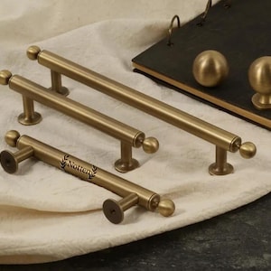 Tiradores de cajón de latón macizo / Tiradores de armario de latón / Herrajes para armarios de latón / Tiradores modernos con grabado personalizado