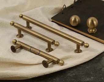 Massivem Messing Schubladenknäufe / Messing Schrank Knäufe Griffe / Messing Schrank Hardware Knöpfe / moderne Custom gravierte Griffe Pulls