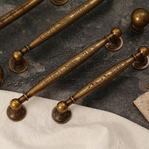 Custom engraved Solid Brass Drawer Knobs pulls/Brass cupboard cabinet Knobs handles/brass cabinet hardware Knob/aged kitchen handles pulls image 3