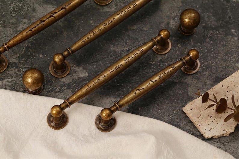Custom engraved Solid Brass Drawer Knobs pulls/Brass cupboard cabinet Knobs handles/brass cabinet hardware Knob/aged kitchen handles pulls image 3