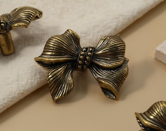 Brass Bow Drawer Knob: Gold Dresser Pull,unique Cabinet Handle Knob  Wardrobe Hardware - Etsy
