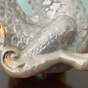 Figurine Dragon En Porcelaine Yoshimi K - Bleu - Style Asiatique - 22x15x10cm