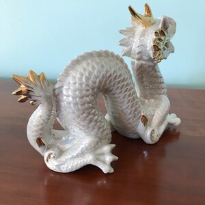 Figurine Dragon En Porcelaine Yoshimi K - Bleu - Style Asiatique - 22x15x10cm