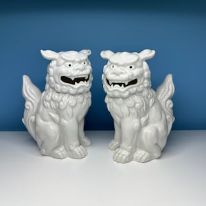 Foo Dogs - OMC Japan White Porcelain Shishi Lions