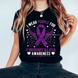 I Wear Purple For Fibromyalgia Awareness Shirt, Fibromyalgia Support Gift,  Invisible Illness T-shirt, Unisex Jersey Short Sleeve Tee