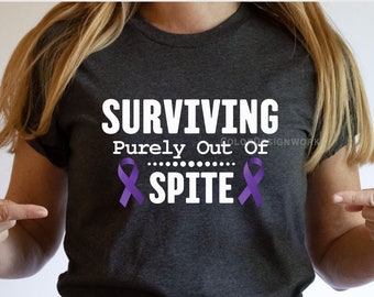 Lupus Awareness Tee, Surviving Out of Spite, Purple Ribbon Unisex T-Shirt